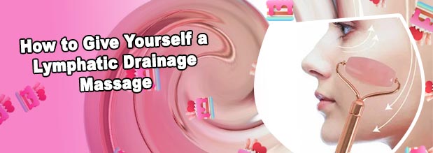 Facial lymphatic drainage massage using jade roller